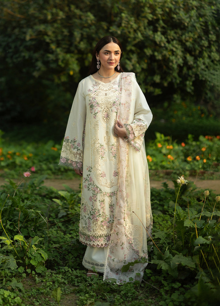 Elaf Premium Unstitched Embroidered Lawn 3 Piece Suit EL26ULF Sweet Talk ELQ-7B - Festive Collection