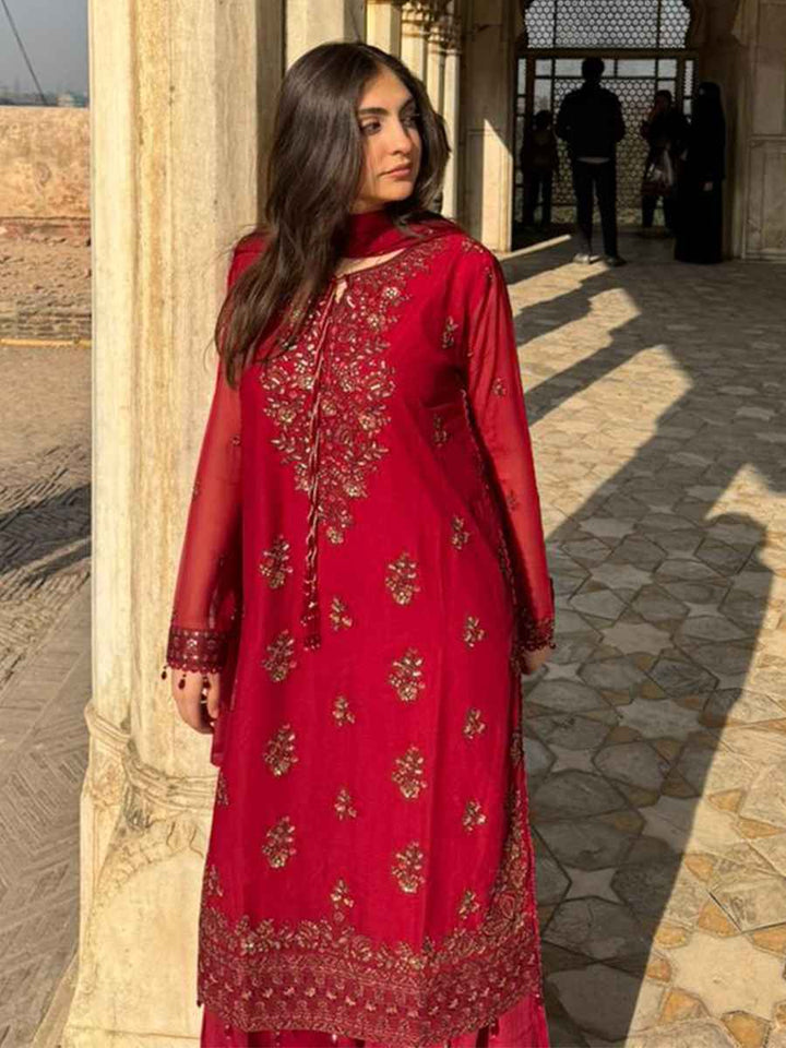 Salitex Unstitched Embroidered Chiffon 3 Piece Suit SUNW7CH088UT - Festive Collection
