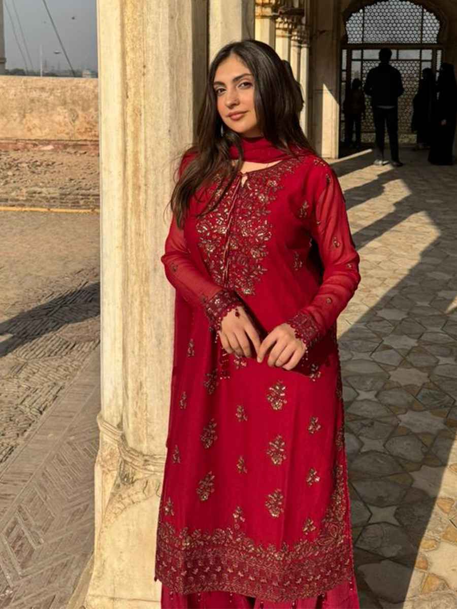 Salitex Unstitched Embroidered Chiffon 3 Piece Suit SUNW7CH088UT - Festive Collection