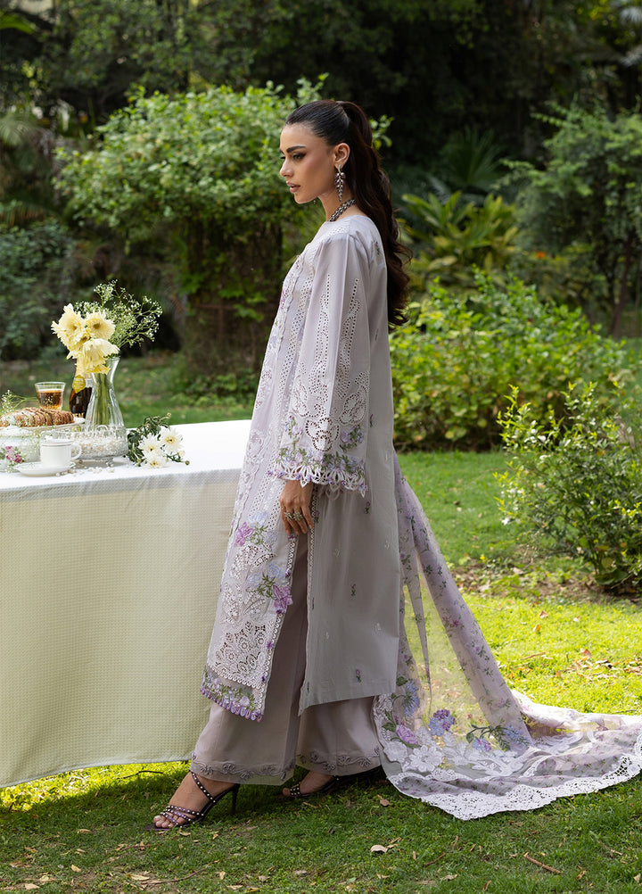 Elaf Premium Unstitched Embroidered Lawn 3 Piece Suit EL26ULF Pure Plum ELQ-4B - Festive Collection
