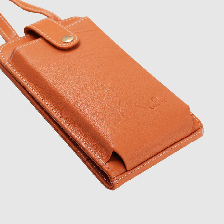 Lafanzo Unisex Leather Femora Crossbody Phone Pouch Orange - Accessories Collection