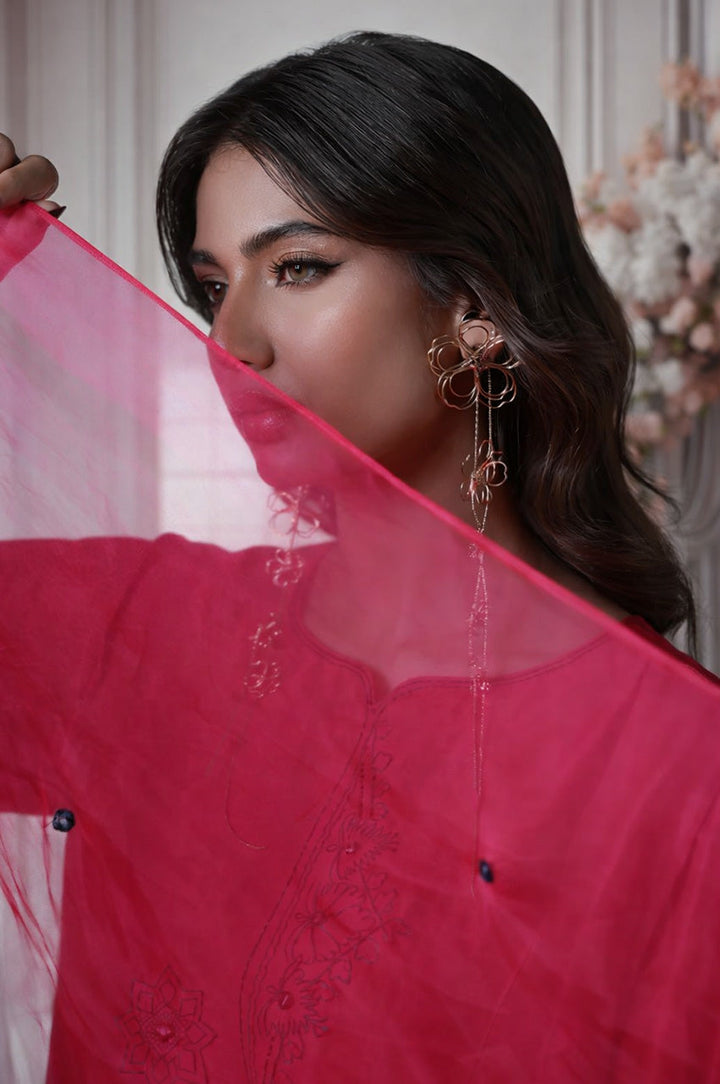 Mehr From Nizka By Nida Rehan RTW Embroidered Butter Silk 3 Piece Suit Lina - Festive Collection