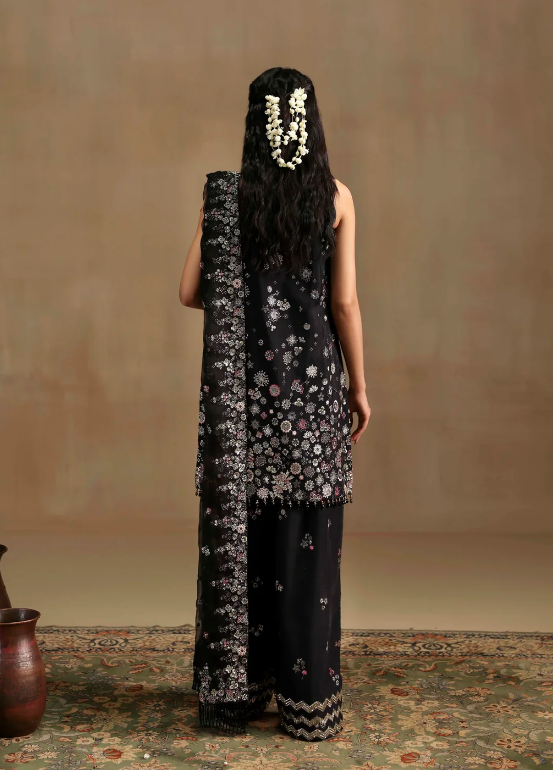 Sable Vogue Unstitched Embroidered Raw Silk 3 Piece Suit SV26UL FC-03-25 Black - Summer Collection