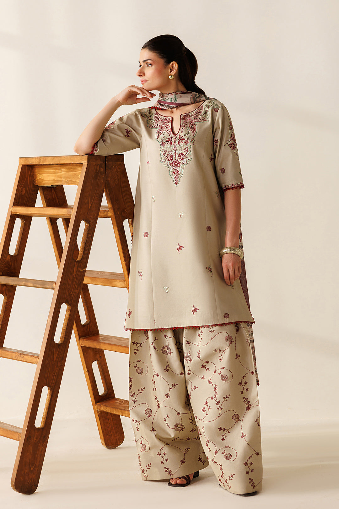 Mistfall by Panache Apparel RTW Embroidered Cotton 3 Piece Suit liora Eid Collection