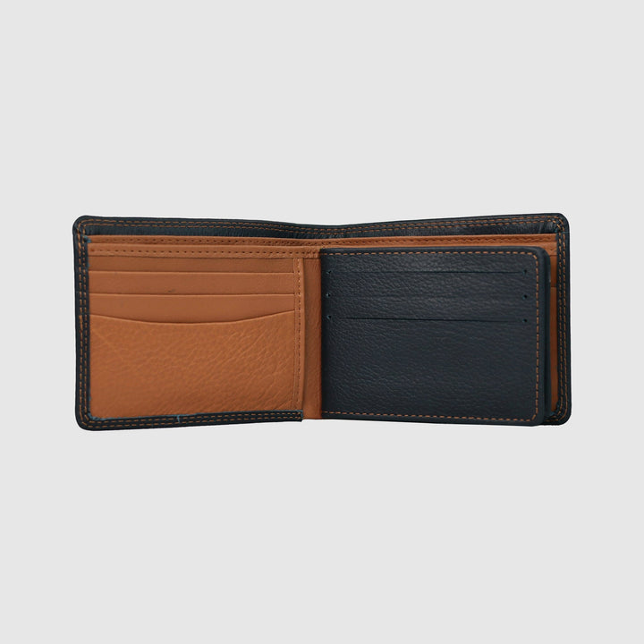 Lafanzo Unisex Leather LO Padded Wallet Dark Blue & Tan - Accessories Collection