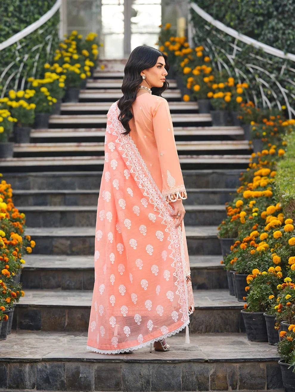 Menaal Unstitched Embroidered Lawn 3 Piece Suit ML26ULS BLUSH GARDENIA - Festive Collection