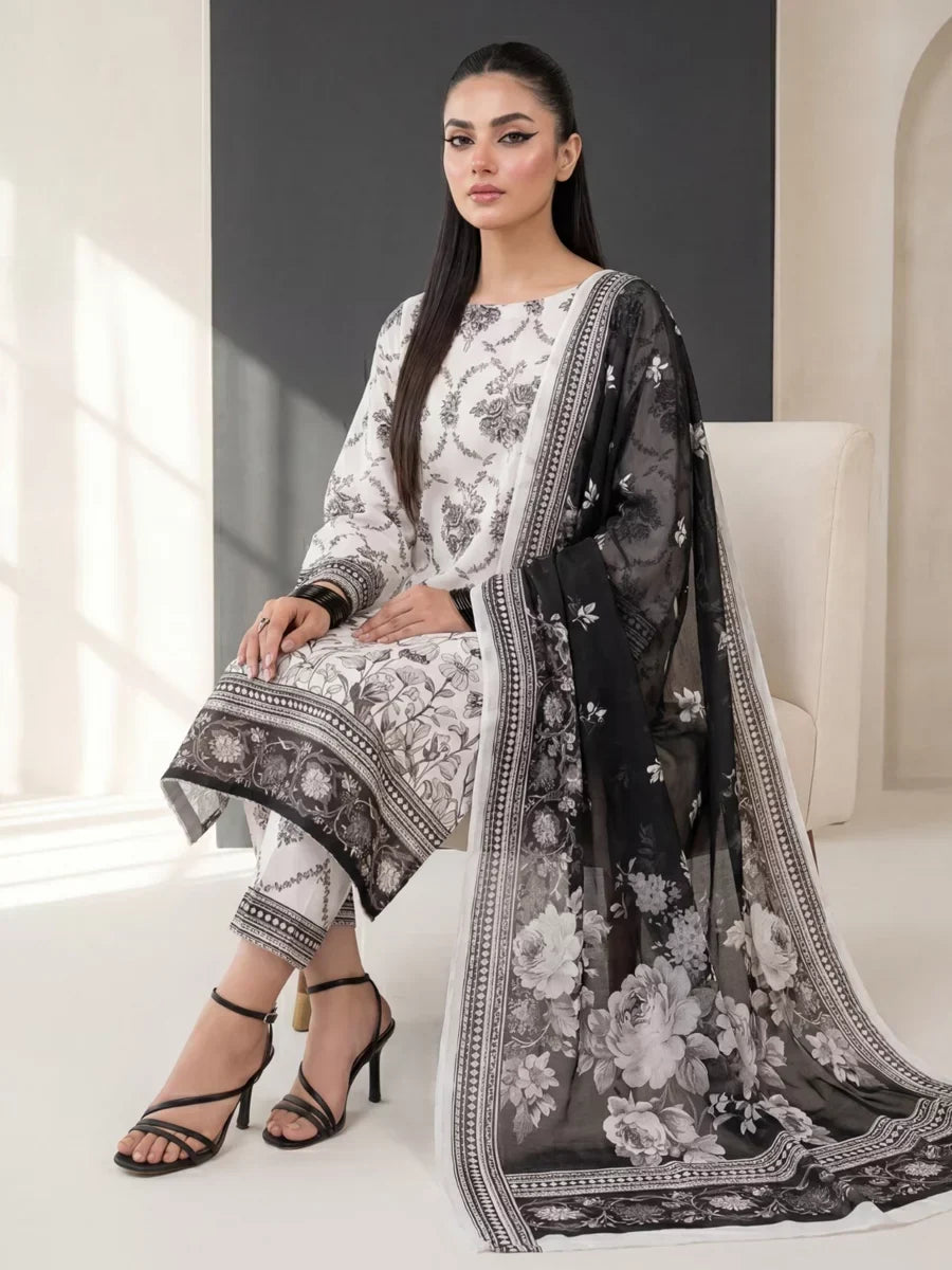 Salitex Unstitched Printed Lawn Silk 3 Piece Suit SUNS7ASI412 Casual Collection