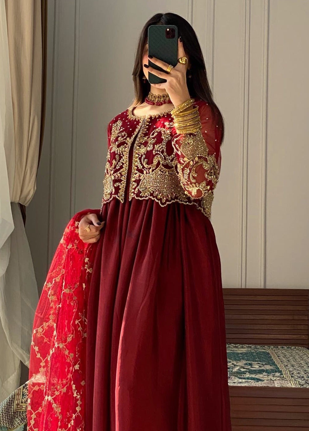 Amber Imran Pret Embroidered 3 Piece Suit Ruby royal