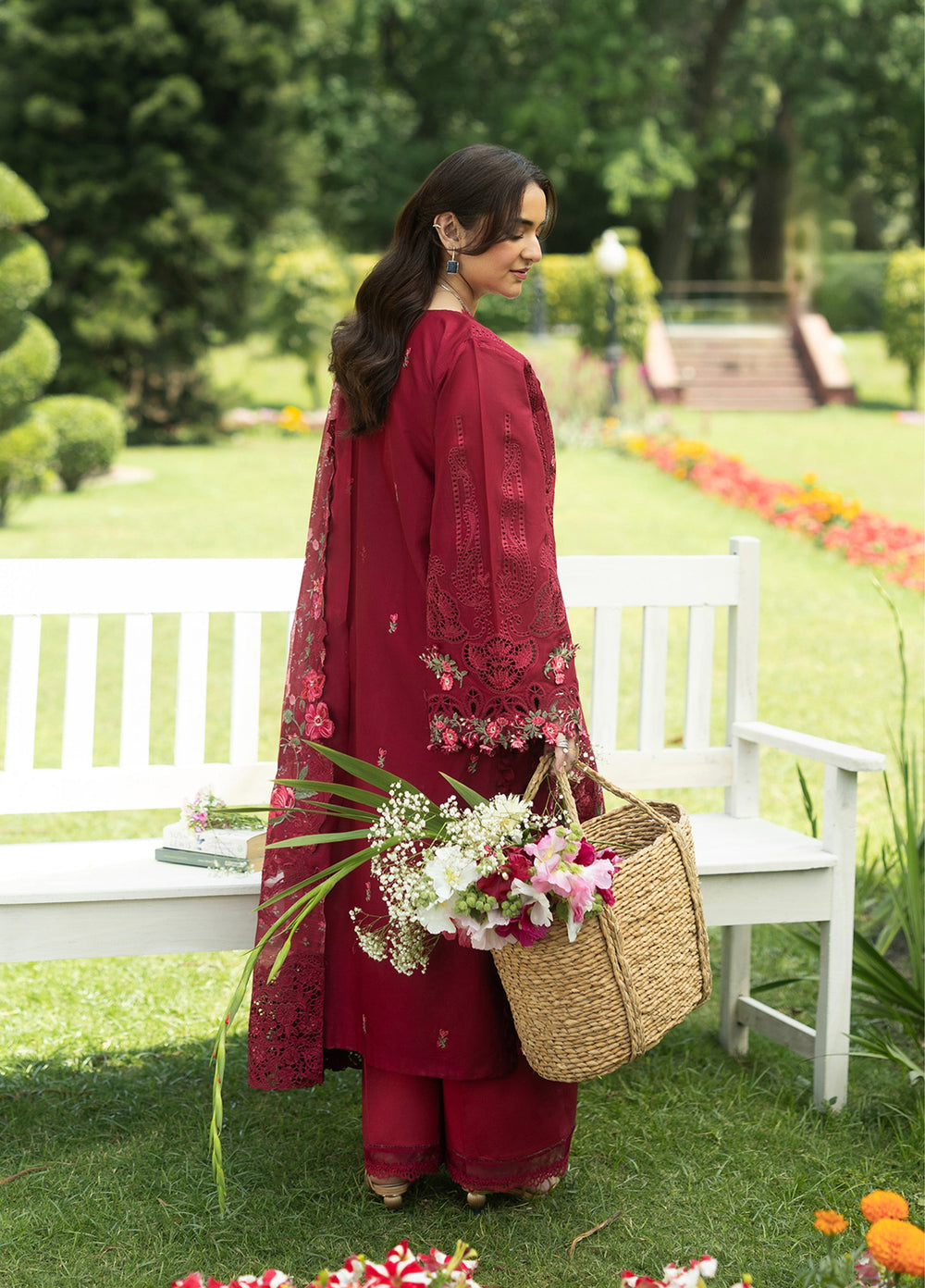Elaf Premium Unstitched Embroidered Lawn 3 Piece Suit EL26ULF Falling Petals ELQ-4A - Festive Collection