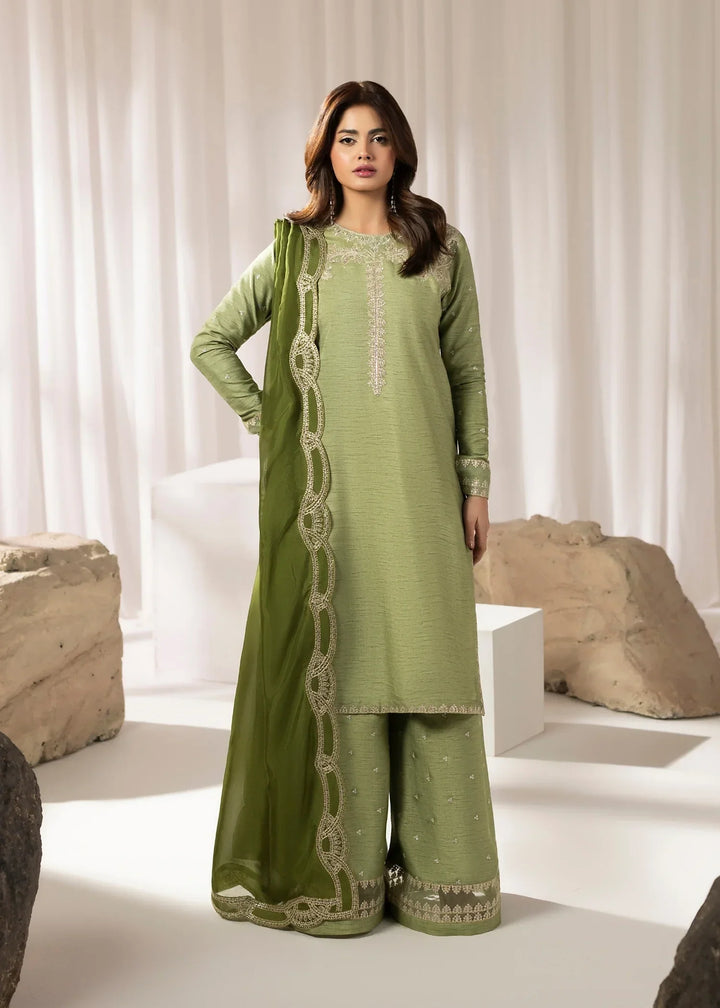 Silk Atelier by Jamni RTW Embroidered Korean Silk 3 Piece Suit MINT CRUSH Festive Collection