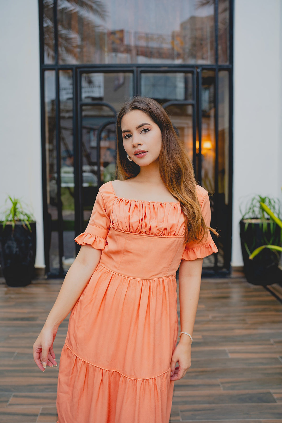Syah Women RTW Solids Georgette 1 Piece Peach - Festive Collection