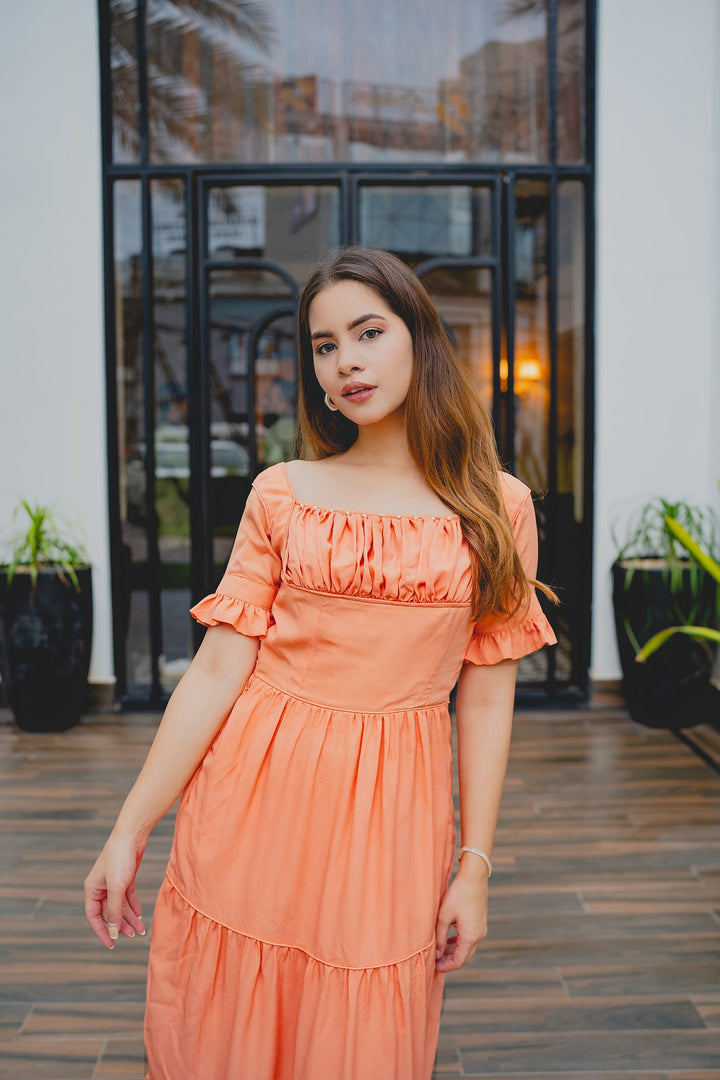 Syah Women RTW Solids Georgette 1 Piece Peach - Festive Collection