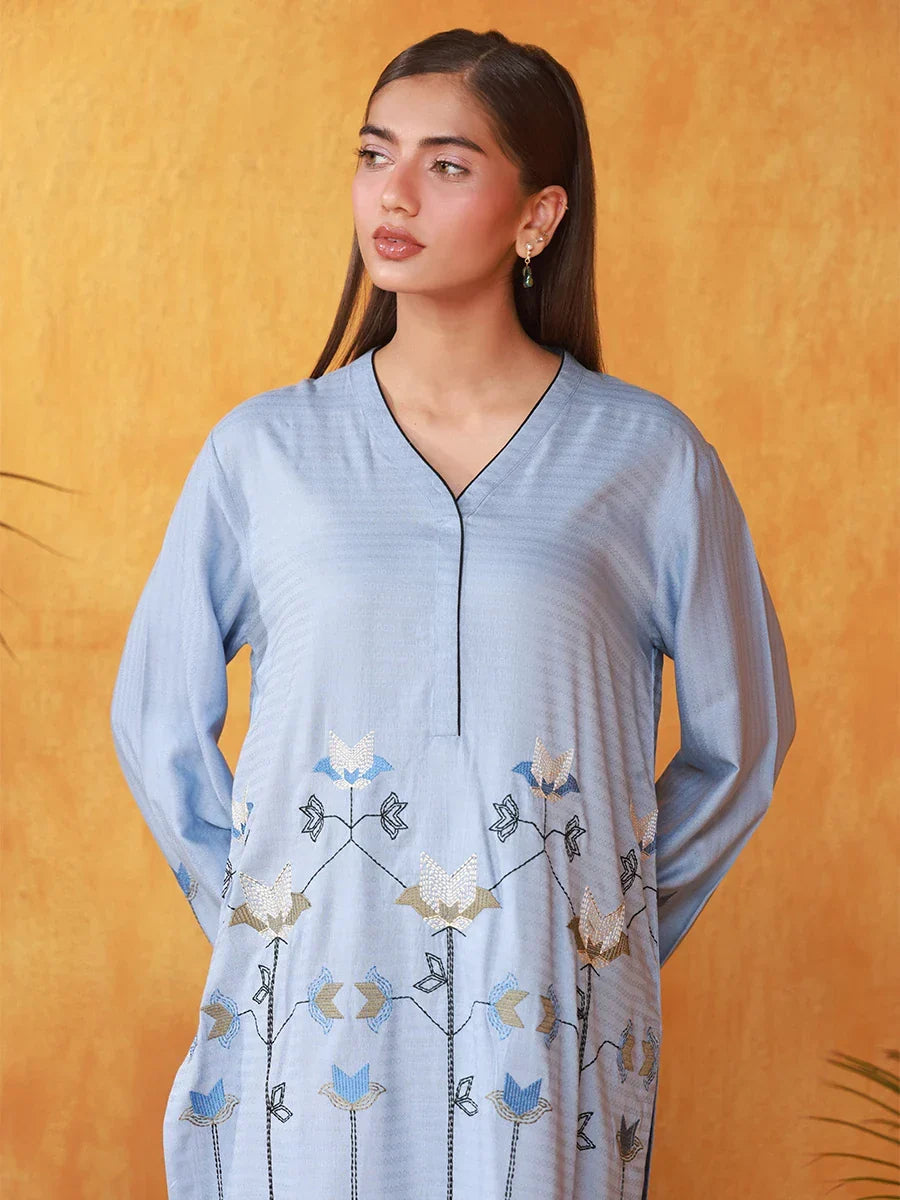 Salitex Women Embroidered Slub 1 Piece Shirt WRTKBA24AL218 - Winter Collection