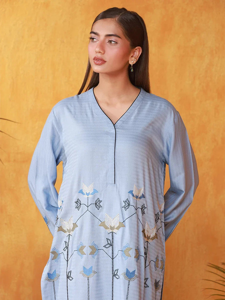 Salitex Women Embroidered Slub 1 Piece Shirt WRTKBA24AL218 - Winter Collection