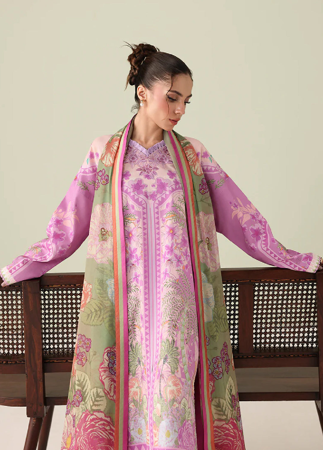 Rosette by Roheenaz Unstitched Lawn Embroidered 3 Piece Suit RNZ26UR Soft Solstice-6B - Summer Collection