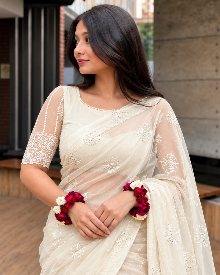 Luxe by Imran Aftab Unstitched Embroidered Organza Saree Suit IASC 28 - Festive Collection