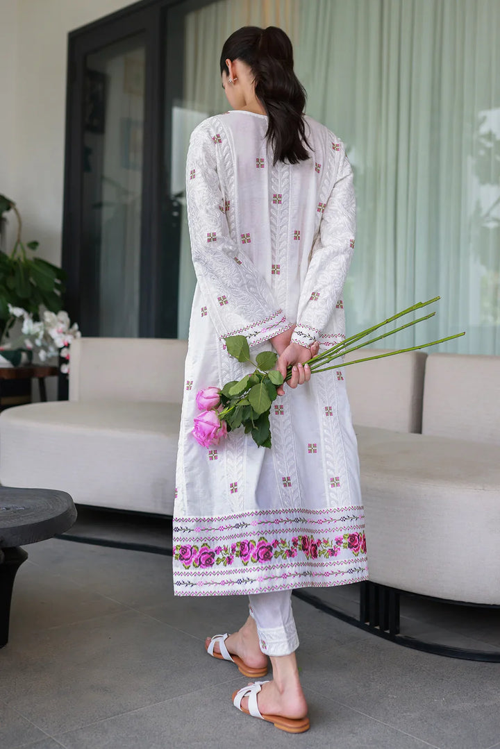 Nadia Khan Pret Embroidered Raw Silk 2 Piece Rose White