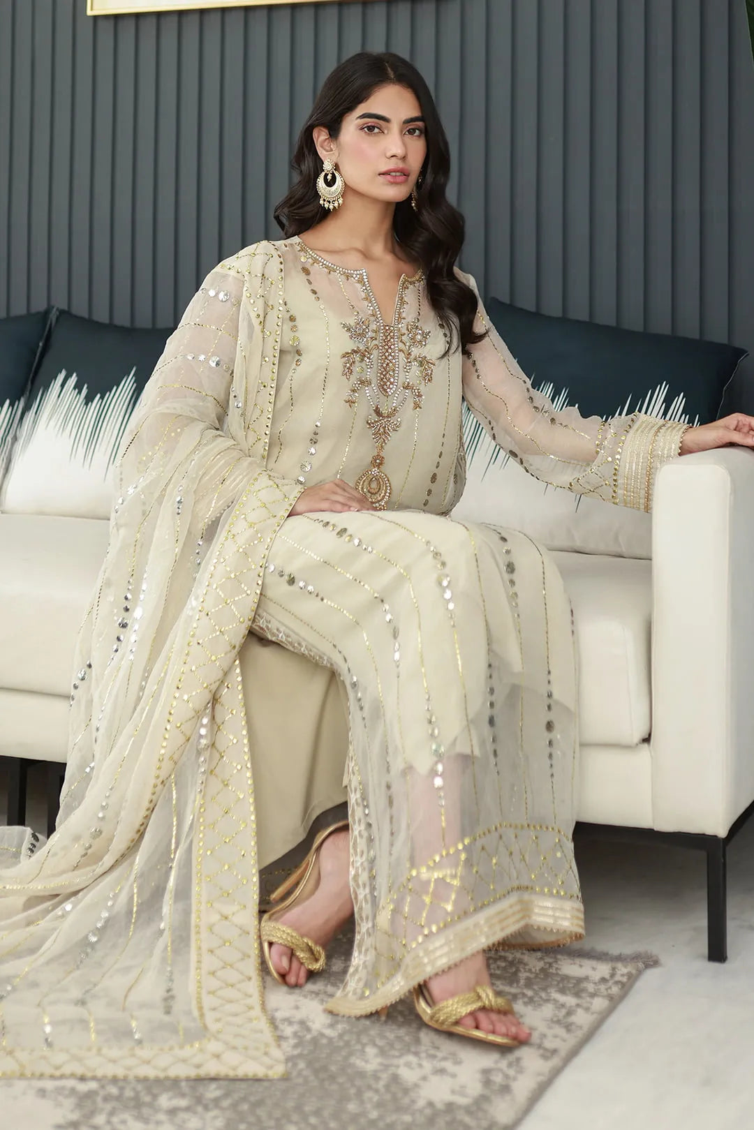 Nadia Khan Pret Embroidered Raw Silk 3 Piece Daffodil