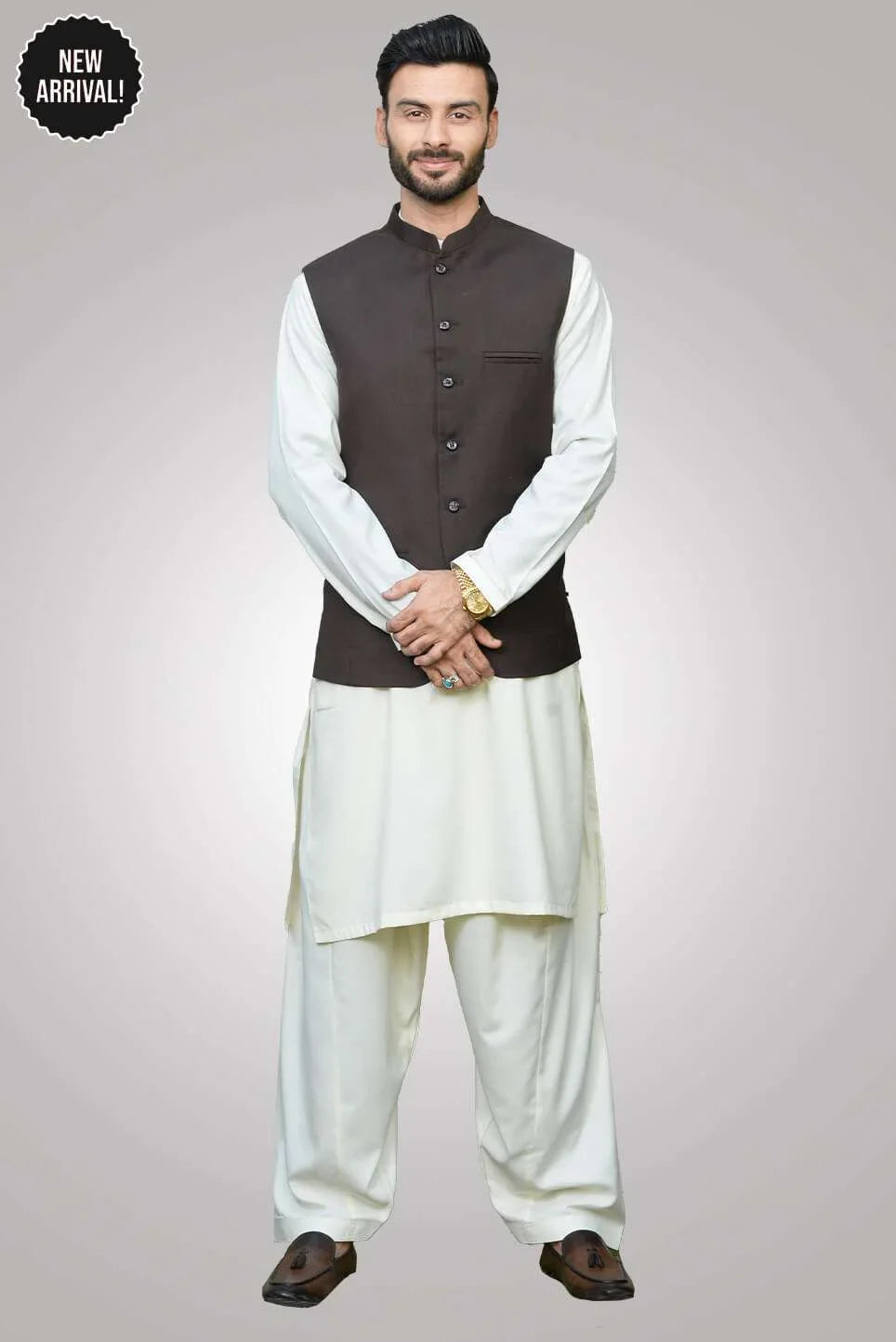 Firdous Mens Waist Coat Solids Cotton MWC-012-D-01 - Summmer Collection