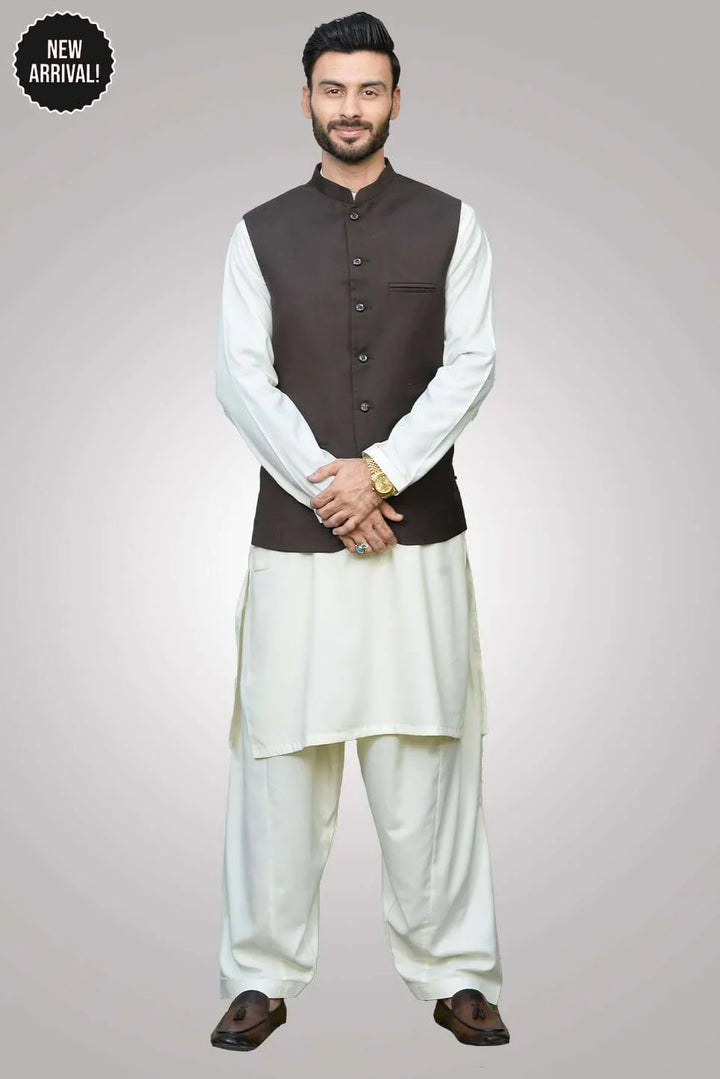 Firdous Mens Waist Coat Solids Cotton MWC-012-D-01 - Summmer Collection