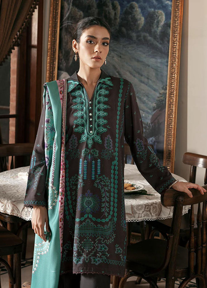Cross Stitch Embroidered Linen Suits Unstitched 3 Piece CS22W 07 Coal Dust - Winter Collection