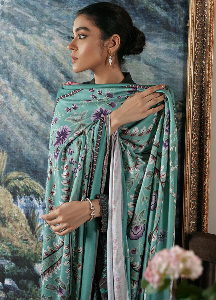 Cross Stitch Embroidered Linen Suits Unstitched 3 Piece CS22W 07 Coal Dust - Winter Collection