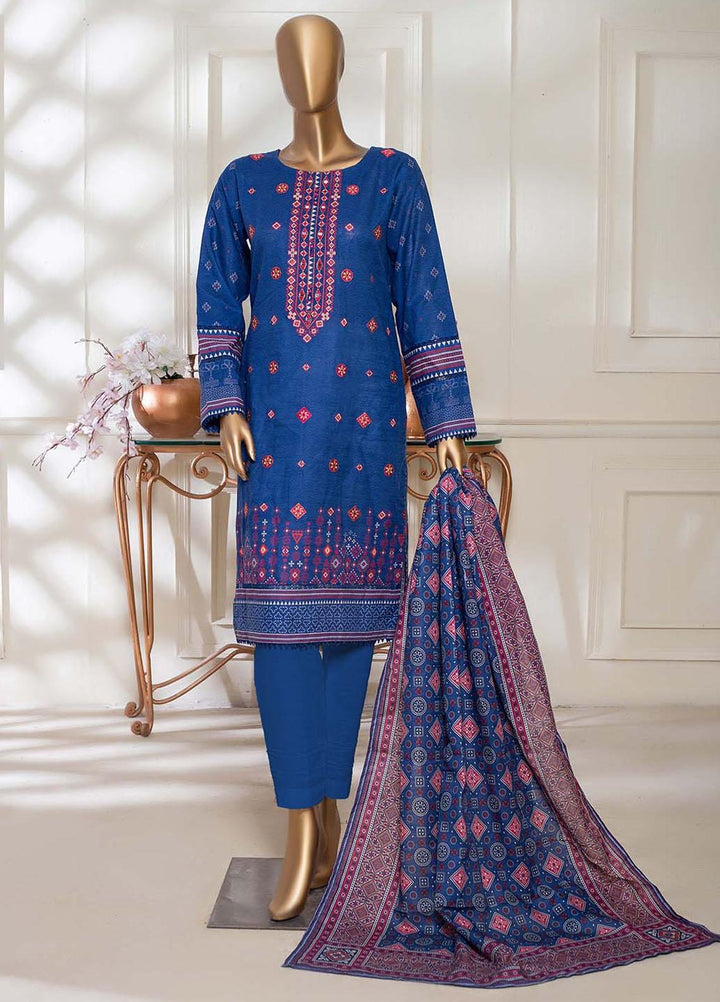 HZ Textiles Embroidered Khaddar Suits Unstitched 3 Piece HZ22PK-V3 PKE-2213 - Winter Collection