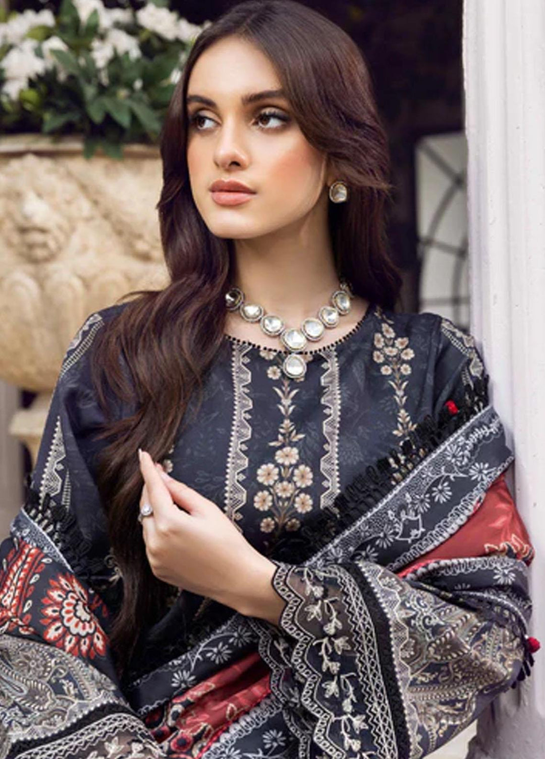 Winter Blossoms By Seran Embroidered Viscose Suits Unstitched 3 Piece SRN22WB 07 Dahlia - Winter Collection