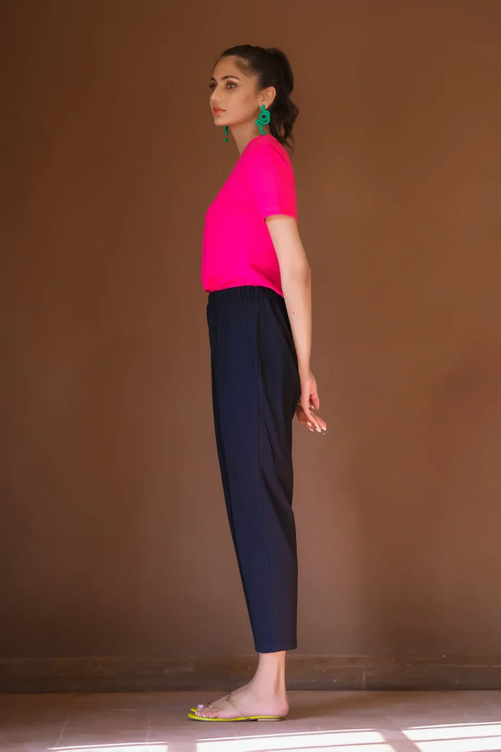 Dhaga Women Western Solids T- Shirt jersy Slim Fit Jersey Trouser Black DHFTB - Summer Collection