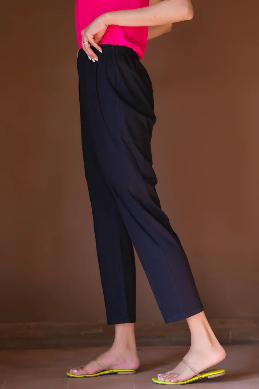 Dhaga Women Western Solids T- Shirt jersy Slim Fit Jersey Trouser Black DHFTB - Summer Collection