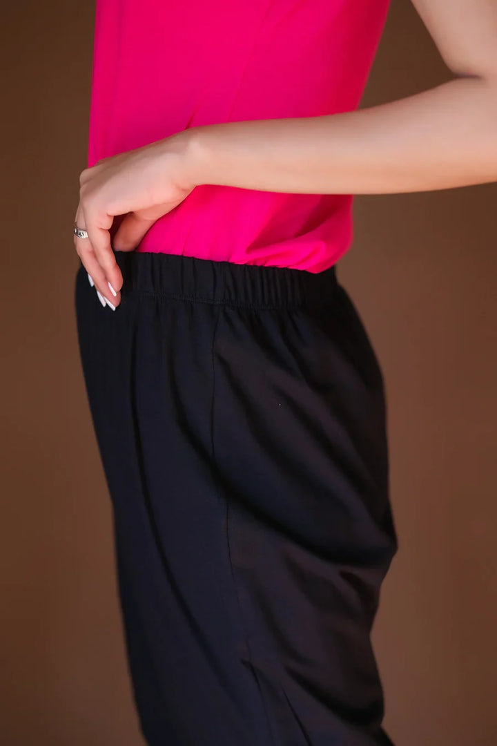 Dhaga Women Western Solids T- Shirt jersy Slim Fit Jersey Trouser Black DHFTB - Summer Collection