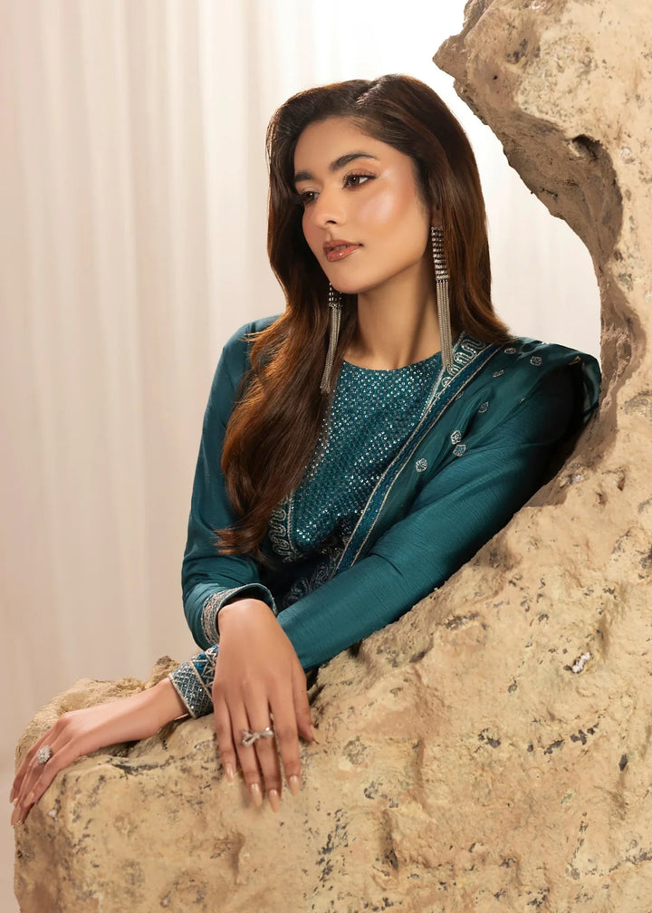 Silk Atelier by Jamni RTW Embroidered Korean Silk 3 Piece Suit OCEANETTE Festive Collection