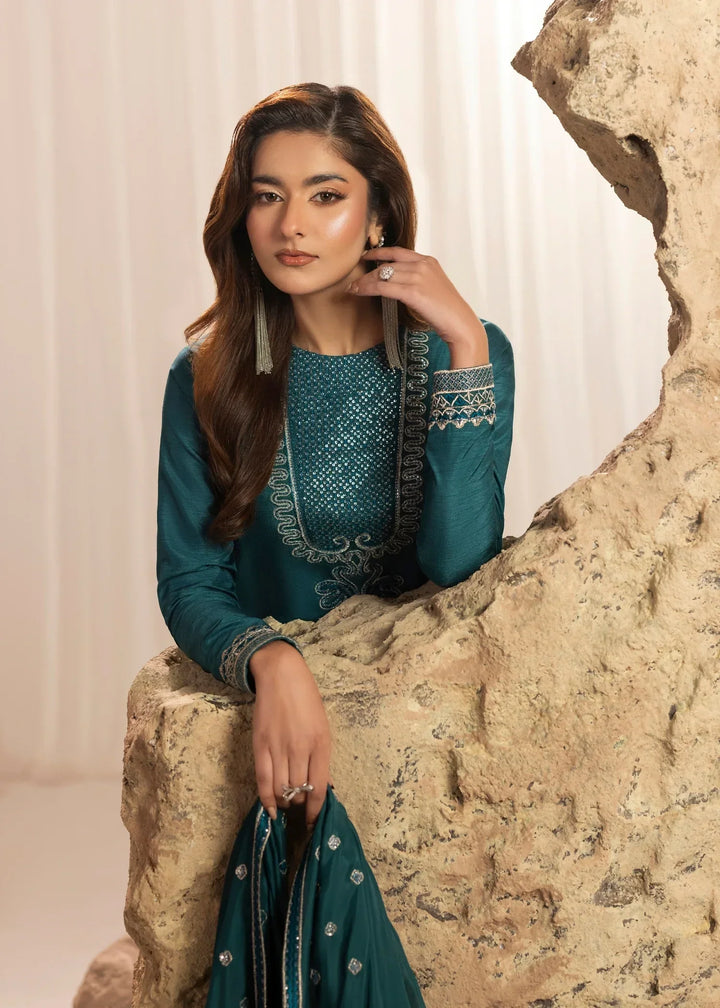 Silk Atelier by Jamni RTW Embroidered Korean Silk 3 Piece Suit OCEANETTE Festive Collection