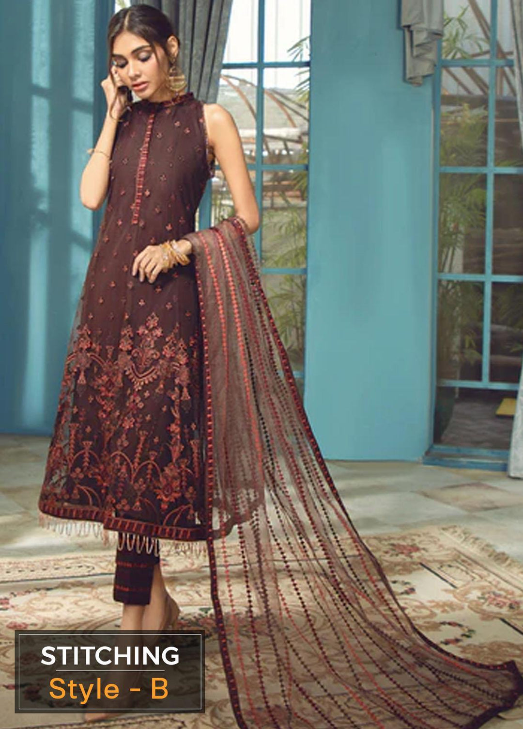 Rangrez By Zarif Embroidered  Suits Unstitched 3 Piece ZR 03 CARMEL - Luxury Collection