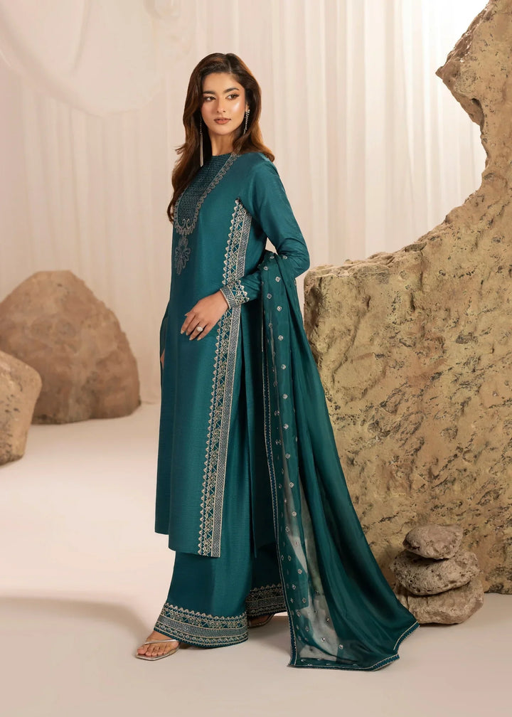 Silk Atelier by Jamni RTW Embroidered Korean Silk 3 Piece Suit OCEANETTE Festive Collection