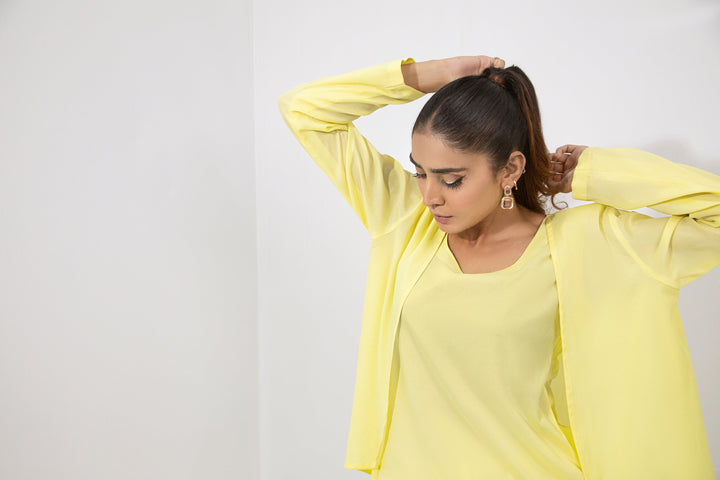 Qais by Syah Women RTW Solids Grip 3 Piece Suit Casual Top with Cape and Trouser - Festive Collection
