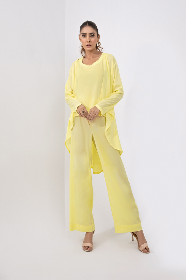 Qais by Syah Women RTW Solids Grip 3 Piece Suit Casual Top with Cape and Trouser - Festive Collection