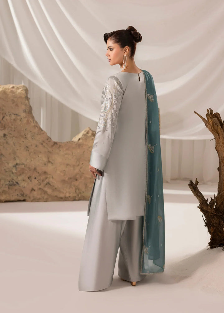 Celeste by Jamni RTW Embroidered Sheesha Silk 3 Piece Suit QUARTZ Festive Collection