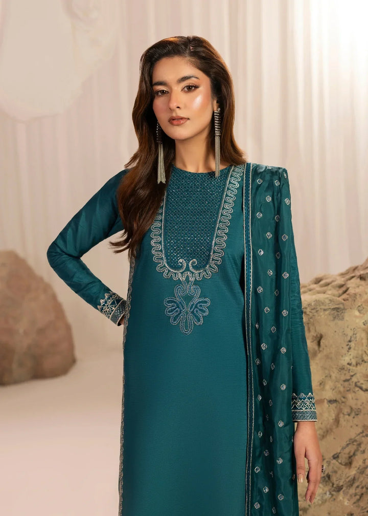 Silk Atelier by Jamni RTW Embroidered Korean Silk 3 Piece Suit OCEANETTE Festive Collection