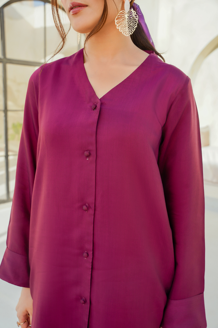 Divinely Crafted Pret Solids Cotton Silk 2 Piece Burgundy Bliss