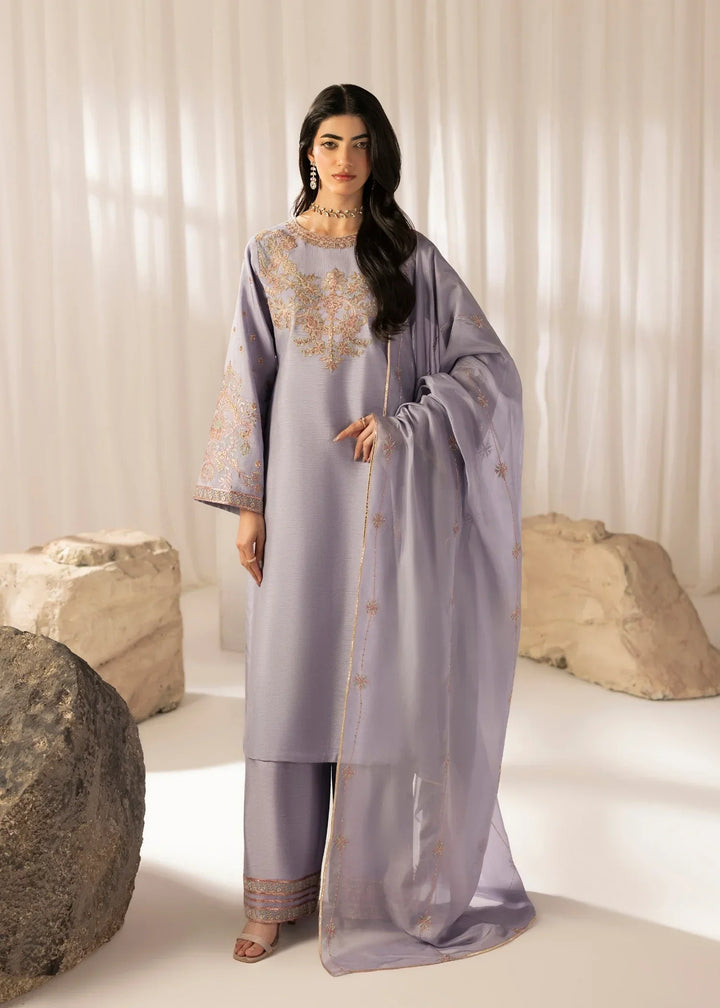 Silk Atelier by Jamni RTW Embroidered Korean Silk 3 Piece Suit LAVENDER MIST Festive Collection
