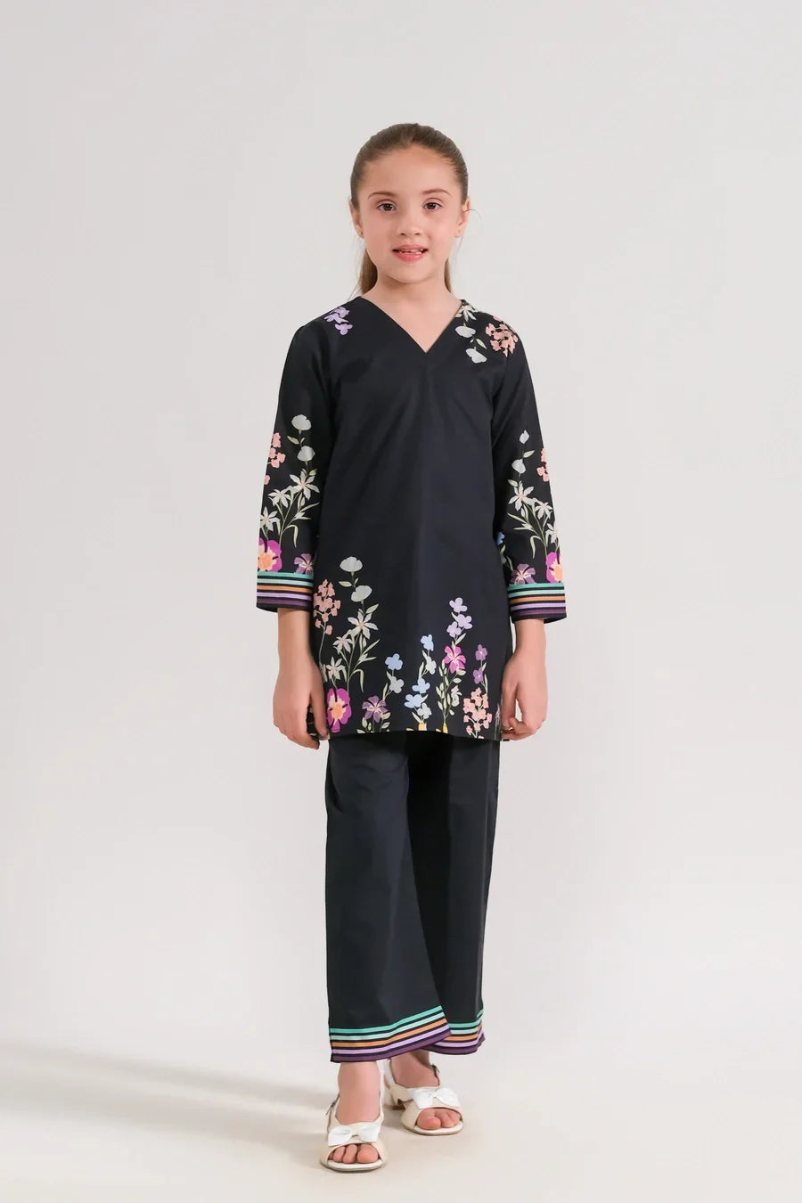 Dhaga Kids Pret Printed Poly lawn 2 Piece Floral Nocturne SPD25K - Summer Collection