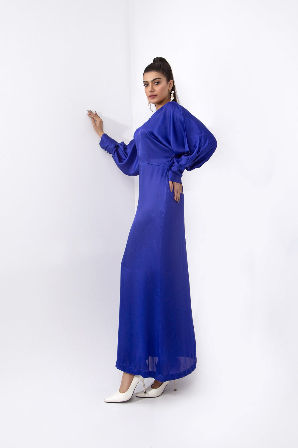 Qais by Syah Women RTW Solids Silk 1 Piece Batwing Sleeves Dress - Festive Collection