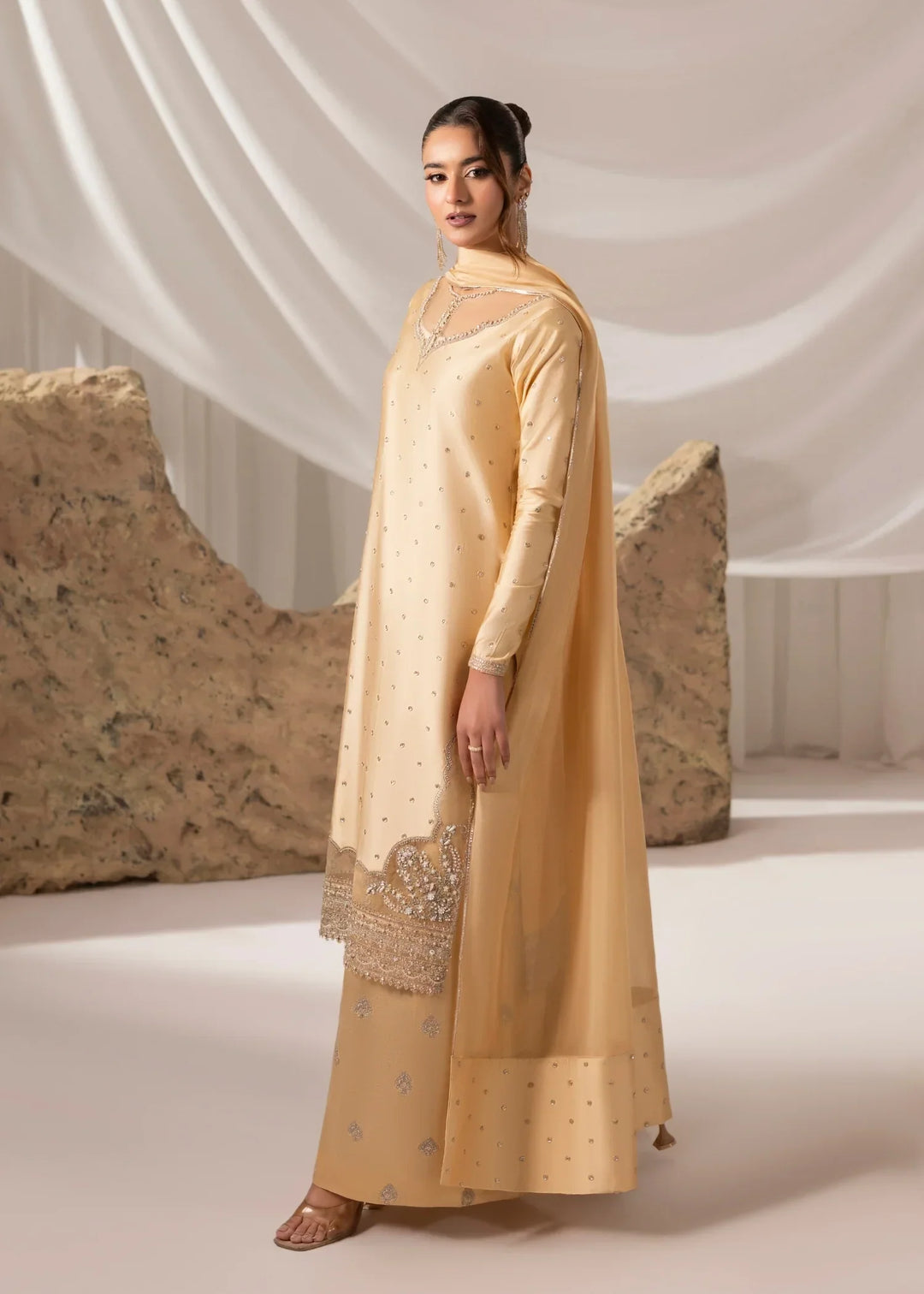 Celeste by Jamni RTW Embroidered Sheesha Silk 3 Piece Suit DAFFODIL Festive Collection