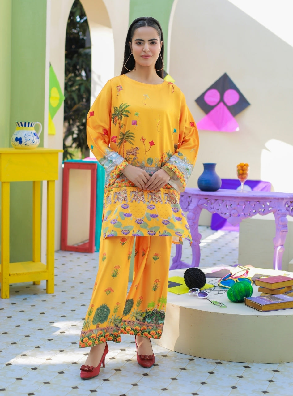 Printnation by Anayra Amal RTW Printed Poly Raw Silk 2 Piece Kite Bloom - Casual Collection