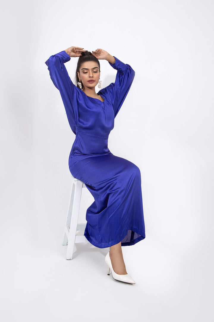 Qais by Syah Women RTW Solids Silk 1 Piece Batwing Sleeves Dress - Festive Collection