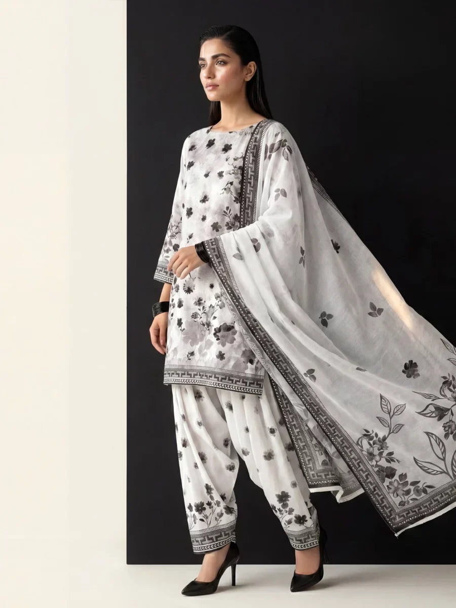 Salitex Unstitched Printed Lawn Silk 3 Piece Suit SUNS7ASI413 Casual Collection