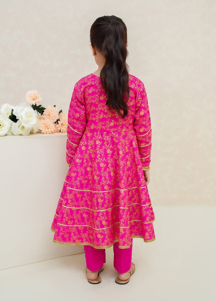Modest Girls RTW Printed Silk 3 Piece Suit Pink Wedding Collection