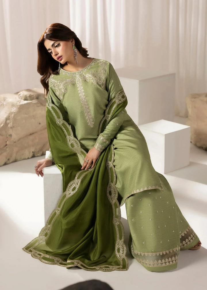 Silk Atelier by Jamni RTW Embroidered Korean Silk 3 Piece Suit MINT CRUSH Festive Collection