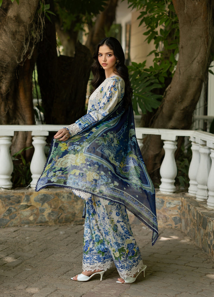 Signature by Elaf Unstitched Embroidered Lawn 3 Piece Suit EL26USLE Celine ESG-8B - Eid Collection